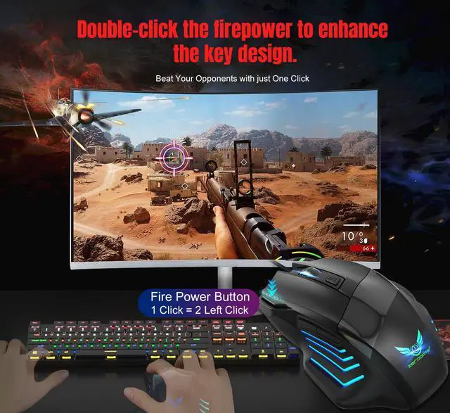 Alt view image 2 of 7 - Gemdeck Wired Gaming Mouse RGB Backlit Gamer Computer Mouse Ergonomic USB Mice
