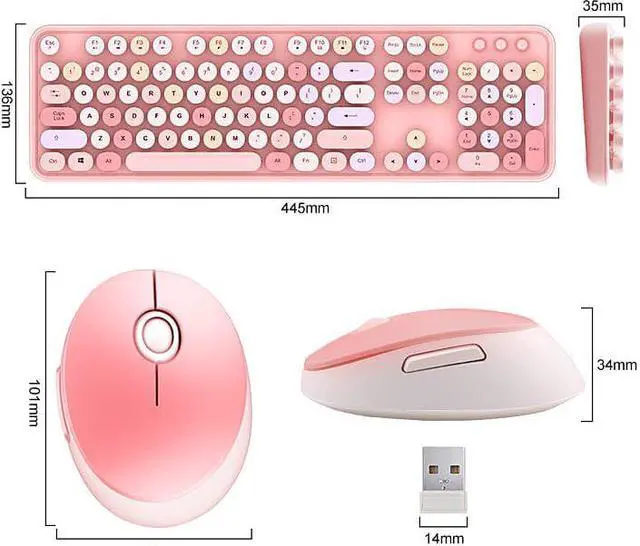 Alt view image 6 of 6 - Gemdeck Wireless Mini Keyboard and Mouse Combo Vintage Round Keycaps ORANGE/WHITE