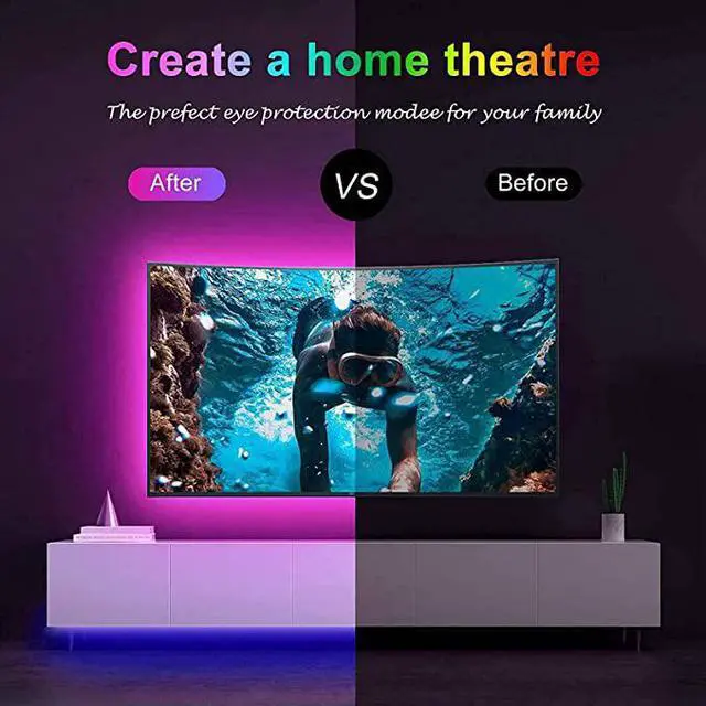Alt view image 3 of 6 - Gemdeckv Led Lights for Bedroom Reemeer , Led Strip Lights Music Sync Color Changing Led Lights with App Control and Remote, Led Light Strips for Party, Home Decoration
