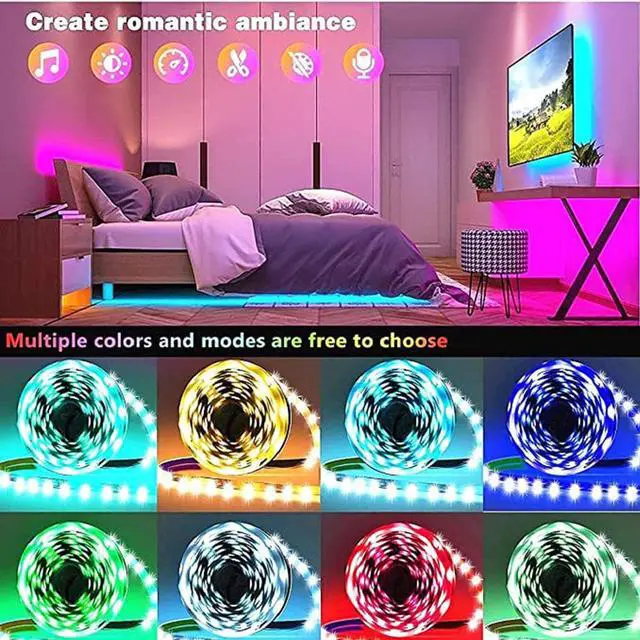 Alt view image 4 of 6 - Gemdeck 32.8*2 Feet Bluetooth Smart App Music RGB Colorful Changing Led Light Strip with DIY Remote