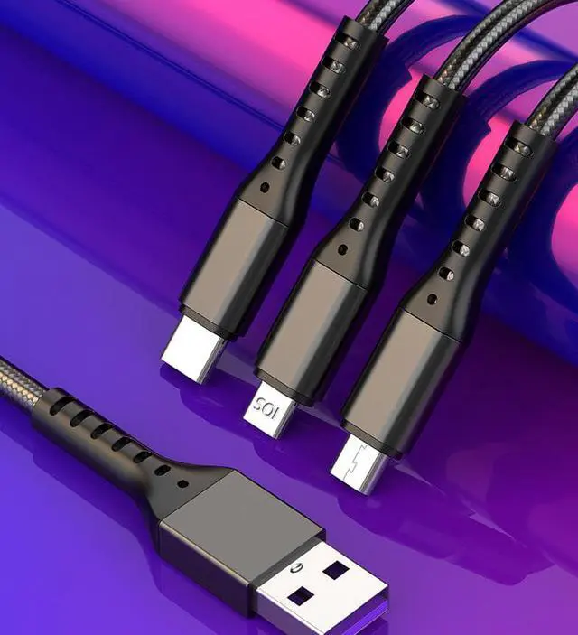 Alt view image 5 of 6 - Gemdeck Multi USB Charger Cable Retractable 3 in 1 Multiple Charging Cord Adapter Black