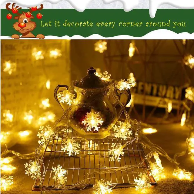 Alt view image 4 of 7 - Gemdeck 2pcs Christmas Snowflake Fairy Lights 9.8ft 20LEDS String Lights Xmas Decor