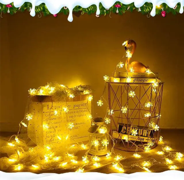 Alt view image 3 of 7 - Gemdeck 2pcs Christmas Snowflake Fairy Lights 9.8ft 20LEDS String Lights Xmas Decor
