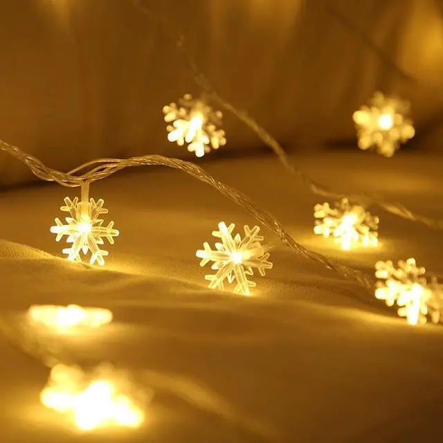 Alt view image 5 of 7 - Gemdeck 2pcs Christmas Snowflake Fairy Lights 9.8ft 20LEDS String Lights Xmas Decor