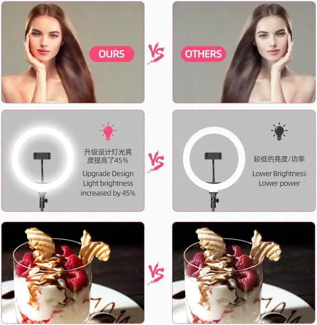 Alt view image 6 of 6 - Gemdeck 10 LED Ring Light with Stand and Phone Holder, Video Light 3000K-6000K Dimmable Selfie Ringlight