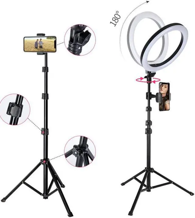 Alt view image 2 of 6 - Gemdeck 10 LED Ring Light with Stand and Phone Holder, Video Light 3000K-6000K Dimmable Selfie Ringlight