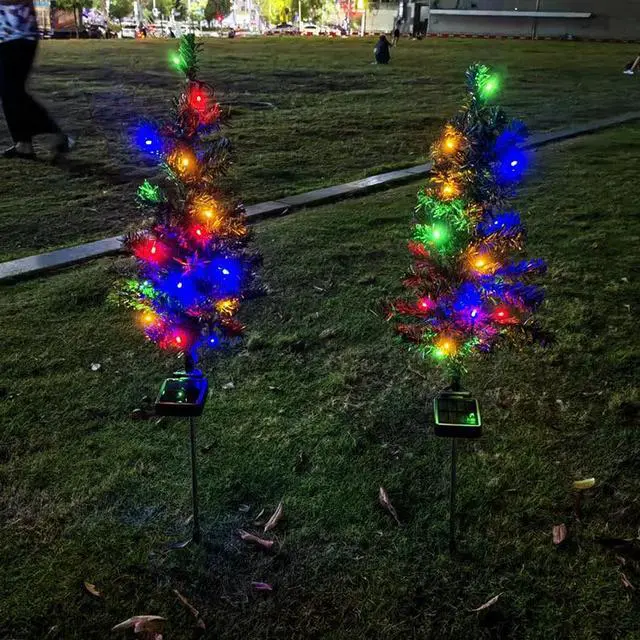 Alt view image 3 of 5 - Gemdeck 2pcs Solar Lights Solar Power Stake Led Lighting Pine Lights Christmas Decor