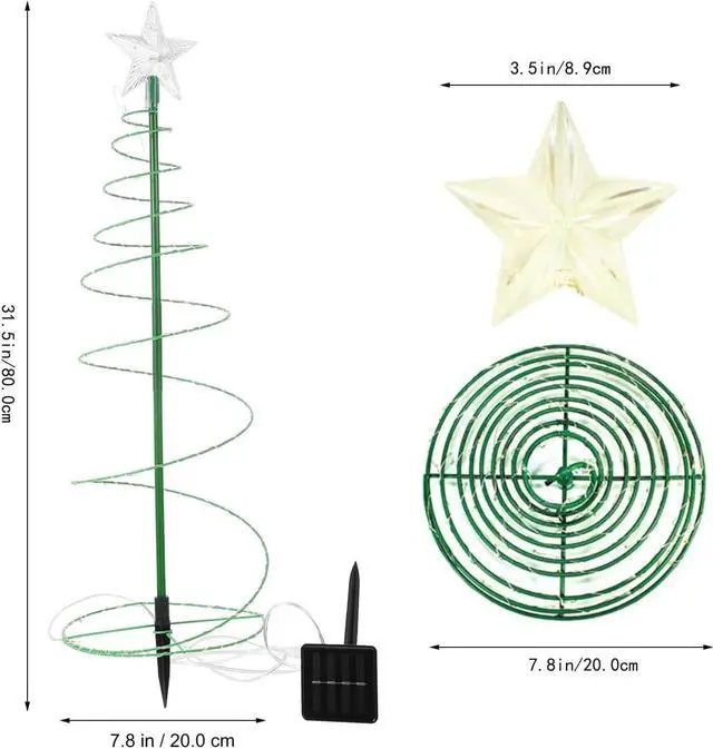 Alt view image 5 of 5 - Gemdeck 2.6ft Christmas Spiral Lights Solar Led String Light Decor Spiral Xmas Tree Lights Lamp
