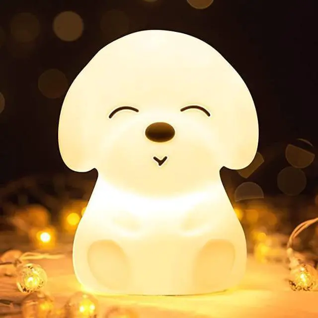 Main image of Gemdeck Dog Night Light for Kids, 16 Color Changing Kids Night Light Lamp, Rechargeable Silicone Baby Night Light