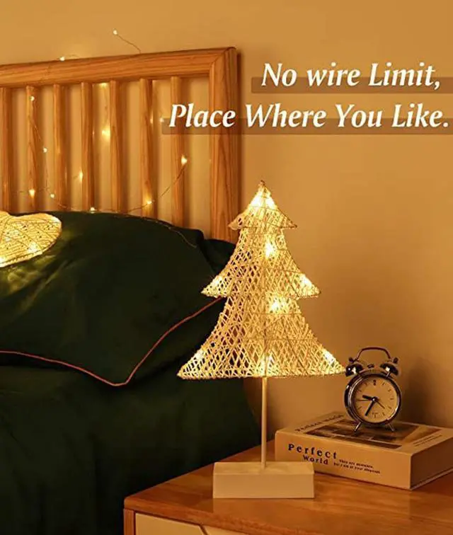 Alt view image 2 of 6 - Gemdeck Desktop Christmas Tree Lamp, Battery Cotton Thread Mini Christmas Tree with Lights