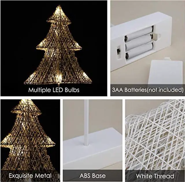 Alt view image 5 of 6 - Gemdeck Desktop Christmas Tree Lamp, Battery Cotton Thread Mini Christmas Tree with Lights