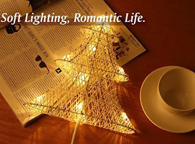 Alt view image 3 of 6 - Gemdeck Desktop Christmas Tree Lamp, Battery Cotton Thread Mini Christmas Tree with Lights