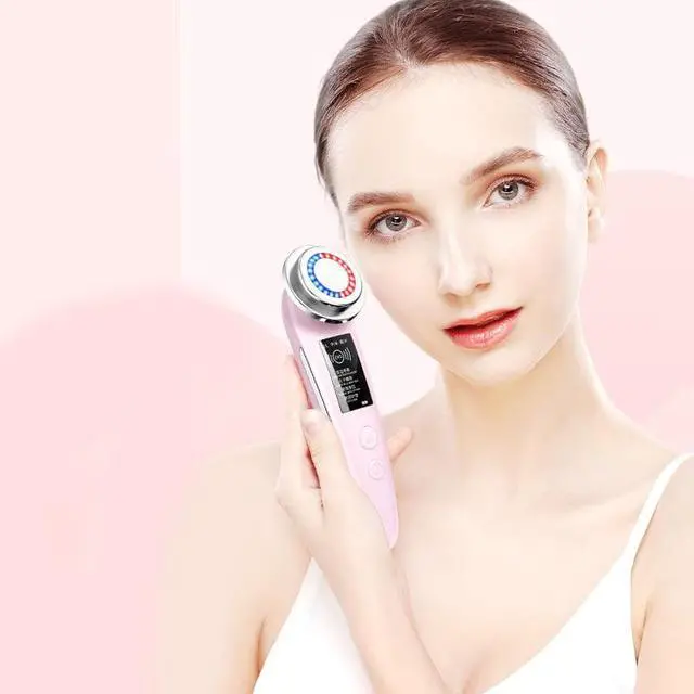 Alt view image 2 of 5 - Gemdeck Facial Massager, Skin Care Tools 7 in 1 High Frequency Facial Machine Pink