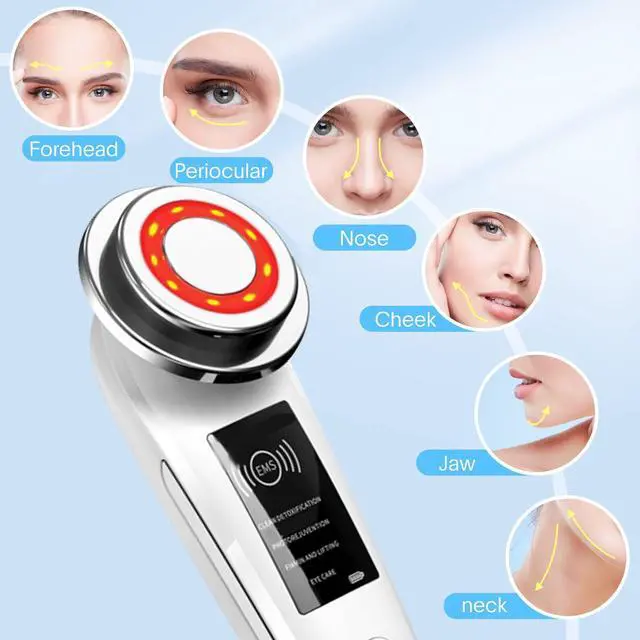 Alt view image 4 of 5 - Gemdeck Facial Massager, Skin Care Tools 7 in 1 High Frequency Facial Machine Pink