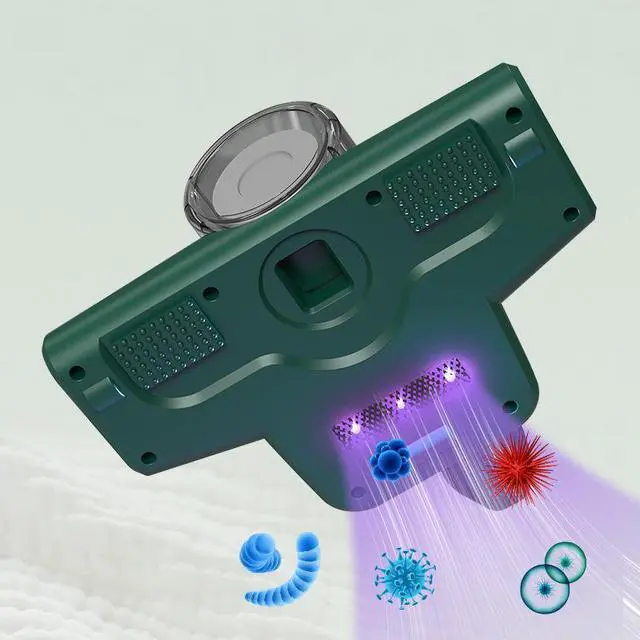 Alt view image 3 of 7 - Gemdeck Bed Vacuum Cleaner, Handheld Deep Mattress Cleaner high-Frequency Double Beat UV Mattress Vacuum Cleaner Green