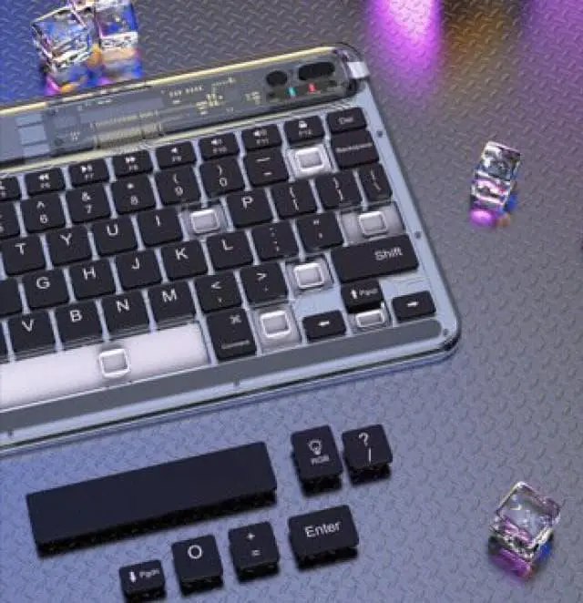 Alt view image 3 of 7 - Gemdeck Multi-device Bluetooth Keyboard Tablet Keyboard Wireless Keyboard Silver