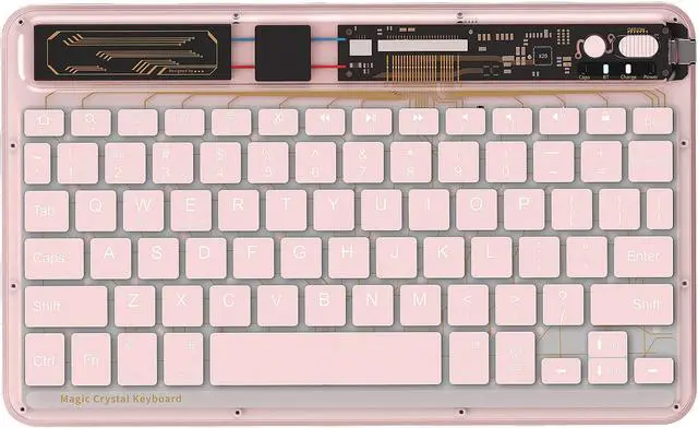 Alt view image 7 of 7 - Gemdeck Multi-device Bluetooth Keyboard Tablet Keyboard Wireless Keyboard Silver