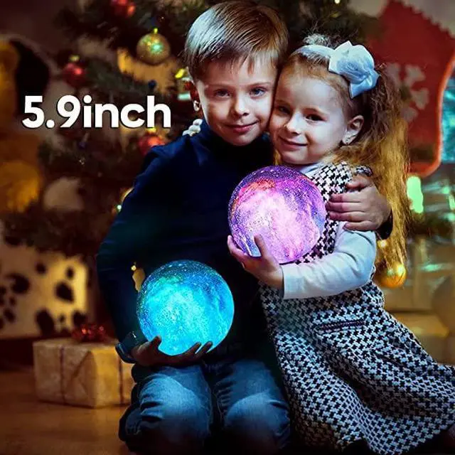 Alt view image 5 of 6 - Gemdeck Moon Lamp Galaxy Lamp 5.9 inch 16 Colors LED 3D Moon Light, Remote & Touch Control Lava Lamp Gifts for Girls Boys Kids Women Birthday