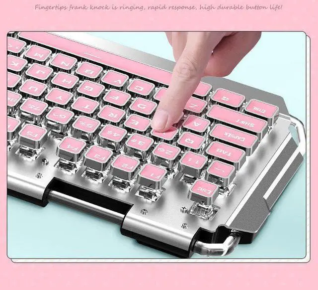 Alt view image 4 of 5 - Gemdeck Gaming Keyboard and Mouse Combo Retro Round Key Caps