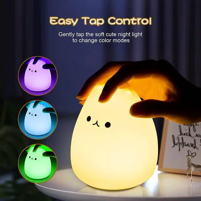 Alt view image 3 of 7 - Gemdeck LED Cat Night Light, Battery Powered Silicone Cute Cat Nursery Lights with 7-Color