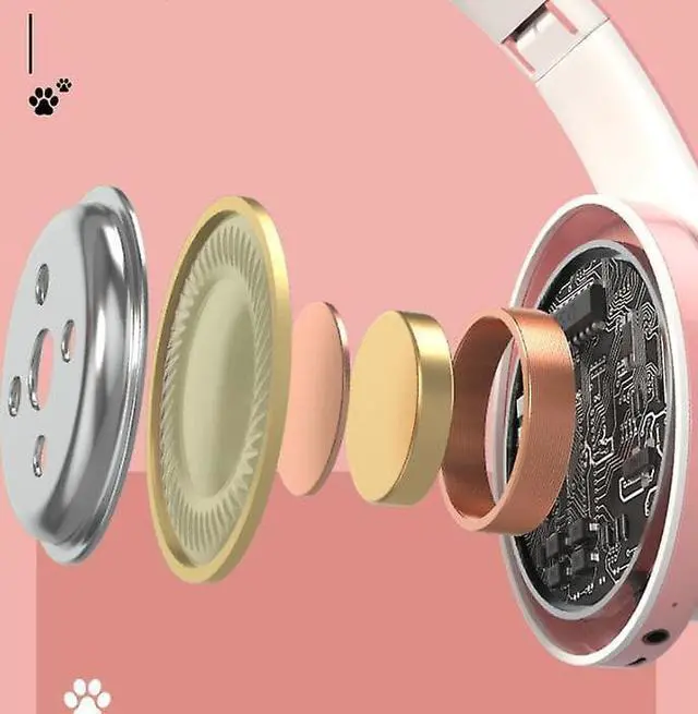 Alt view image 4 of 7 - Gemdeck Cat Ear Bluetooth Headset Luminous Cat Ear Wireless Headset Pluggable Cable White