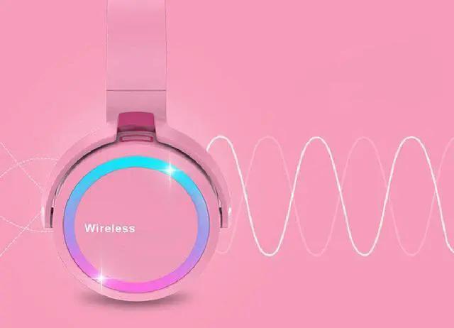 Alt view image 5 of 7 - Gemdeck Kids Headphones Cat Ear LED Light Up Foldable Bluetooth Headphone Purple