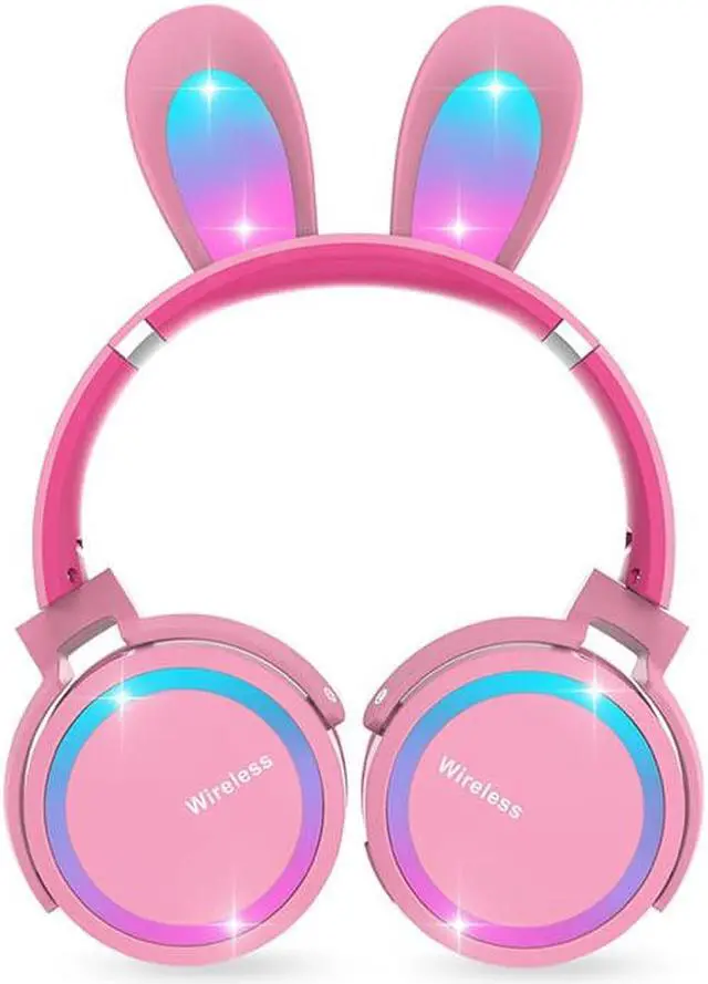 Alt view image 3 of 7 - Gemdeck Kids Headphones Cat Ear LED Light Up Foldable Bluetooth Headphone Purple