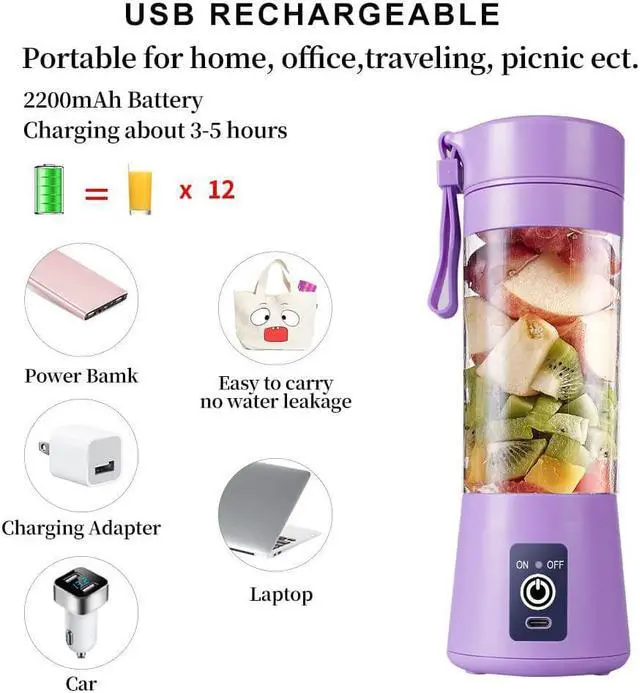 Alt view image 2 of 5 - Gemdeck Portable Mini Blender Fruit Mixer Machine Rechargeable Juicer Cup
