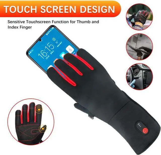 Alt view image 3 of 5 - Gemdeck Heated Gloves for Men Electric Heating Gloves Touchscreen Thermal Hand Warmer