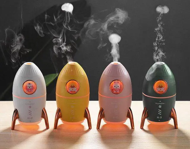 Alt view image 2 of 5 - Gemdeck Rocket Humidifiers Air Diffuser Portable Humidifier with Night Light Pink