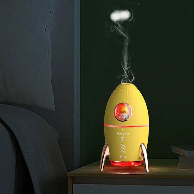 Alt view image 3 of 5 - Gemdeck Rocket Humidifiers Air Diffuser Portable Humidifier with Night Light Pink