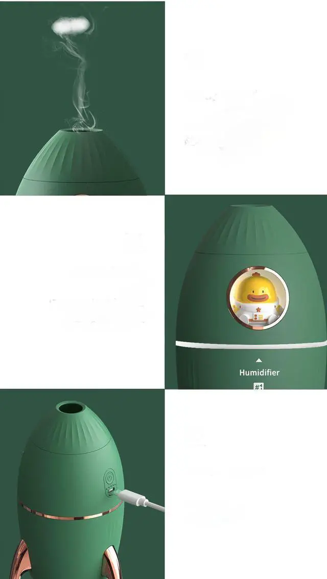 Alt view image 5 of 5 - Gemdeck Rocket Humidifiers Air Diffuser Portable Humidifier with Night Light Pink