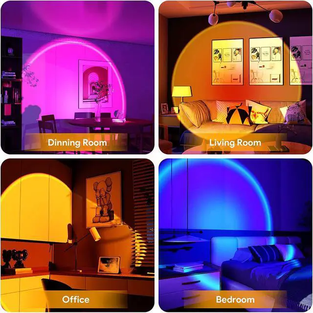 Alt view image 6 of 6 - Gemdeck Sunset Lamp Projection Led Lights with Remote, 16 Colors Night Light 360° Rotation Rainbow Lights Gifts for Women