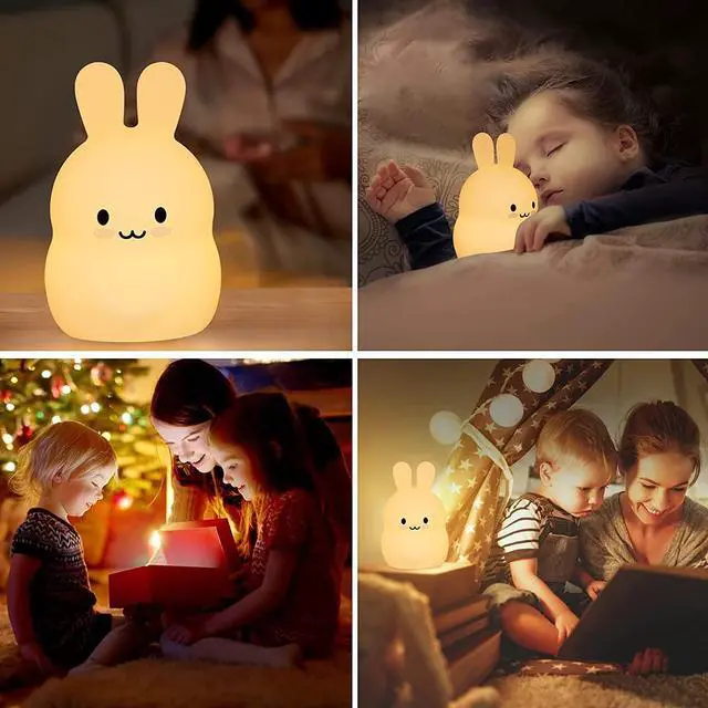 Alt view image 6 of 7 - Gemdeck Kids Bunny Night Light, Rabbit Led Silicone Bedside Lamp,  LED Touch Lights