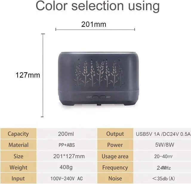 Alt view image 2 of 5 - Gemdeck 200ml Flame Night Light Usb HumidifierEssential Oil Diffuser, silent Aromatherapy Atomizer Diffuser Black HEART