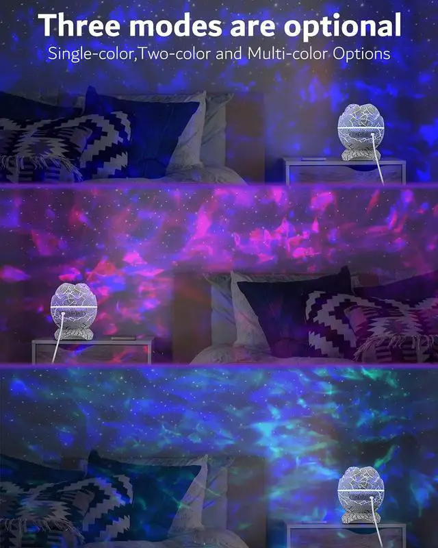 Alt view image 5 of 6 - Gemdeck Dinosaur Eggs Galaxy Star Projector, Bluetooth Nebula LED Star Light Projector for Bedroom Home Ceiling Decor Party
