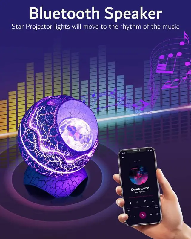 Alt view image 4 of 6 - Gemdeck Dinosaur Eggs Galaxy Star Projector, Bluetooth Nebula LED Star Light Projector for Bedroom Home Ceiling Decor Party