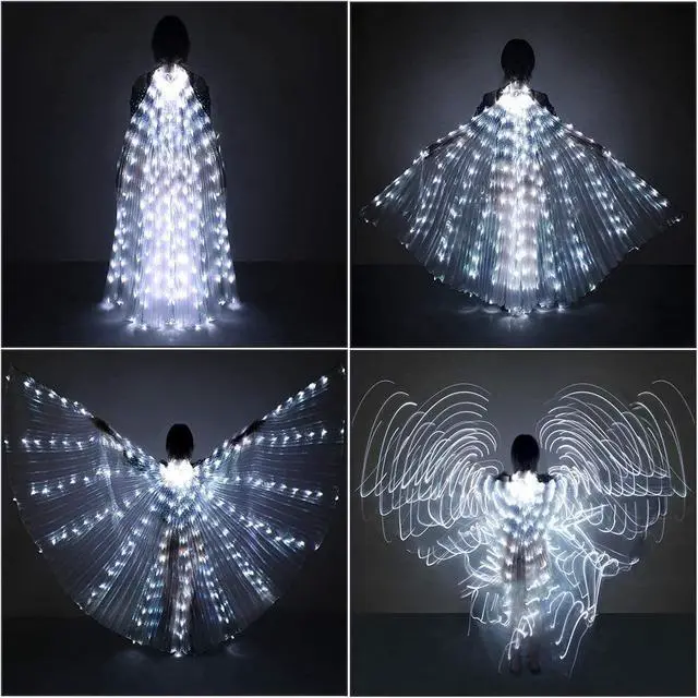 Alt view image 2 of 5 - Gemdeck LED Lights Belly Dance Isis Wings, Bellydance Glow Angel dance Wings with Telescopic Sticks Flexible Rods for Adults and Child
