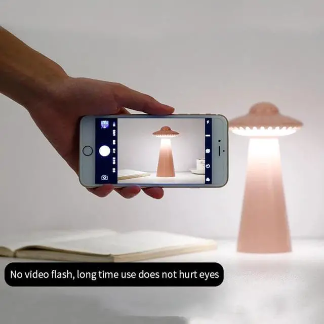 Alt view image 6 of 6 - Gemdeck Flying Saucer LED Table Lamp Eye Protection USB Rechargeable Dimming Atmosphere Light Reading Night Light Bedside Decor