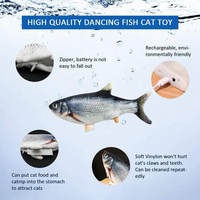 Flopping Fish Toy for Cat Interactive Floppy Fish Dog Toy Dancing Wiggle  Cat 12