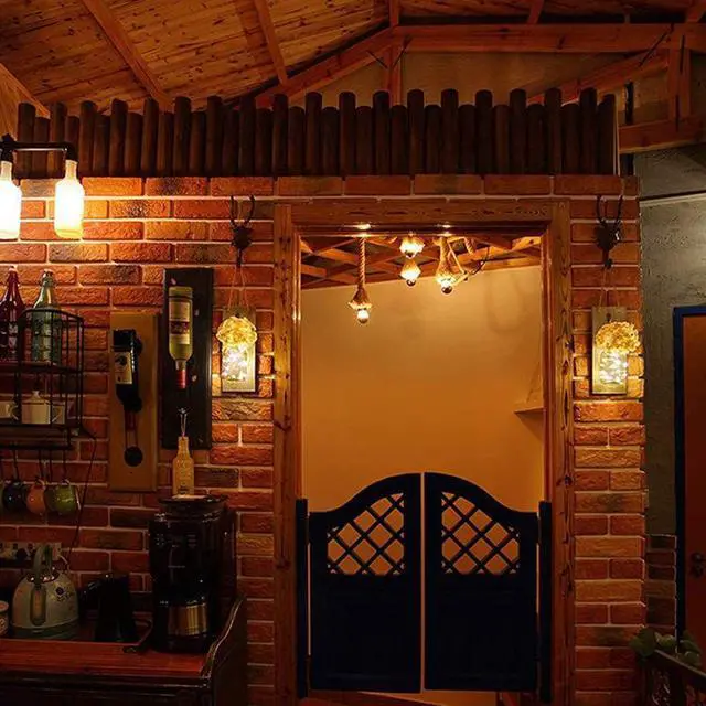 Alt view image 3 of 5 - Gemdeck Hanging Lantern Mason Jar Lights Wooden Board Led Mason Jar Wall Lights