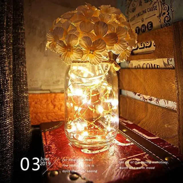 Alt view image 4 of 5 - Gemdeck Hanging Lantern Mason Jar Lights Wooden Board Led Mason Jar Wall Lights