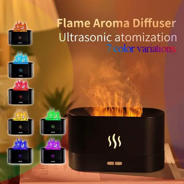 Alt view image 4 of 6 - Gemdeck 7 Color Flame Fireplace Air Aroma Essential Oil Diffuser,USB Desktop Noiseless Cool Mist Humidifier