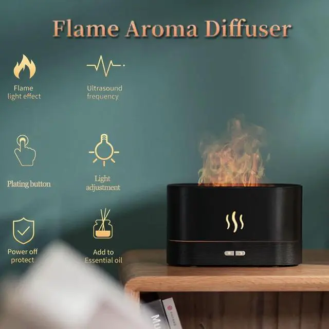 Alt view image 2 of 6 - Gemdeck 7 Color Flame Fireplace Air Aroma Essential Oil Diffuser,USB Desktop Noiseless Cool Mist Humidifier