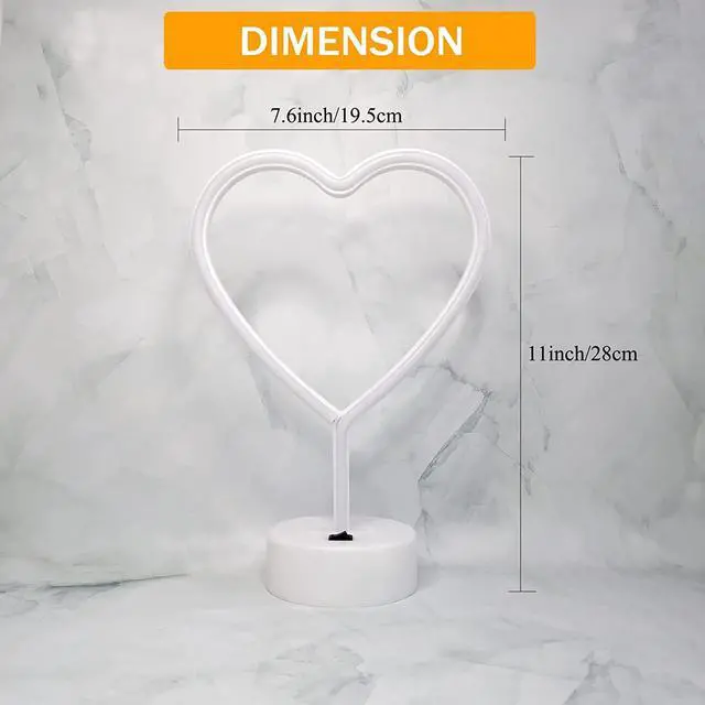Alt view image 5 of 6 - Gemdeck Neon Heart Light Heart Neon Sign Pink Heart Led Light with Base