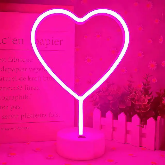 Alt view image 6 of 6 - Gemdeck Neon Heart Light Heart Neon Sign Pink Heart Led Light with Base
