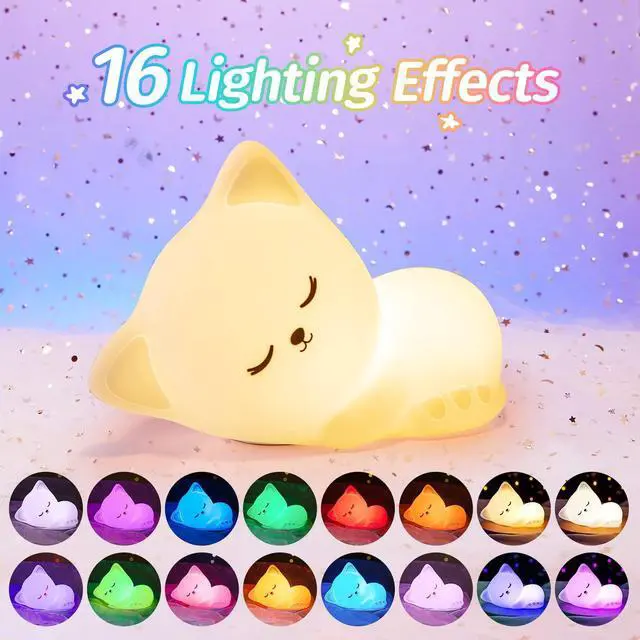 Alt view image 2 of 5 - Gemdeck Night Light for Kids Lamp Cat Lamp, 16 Colors Cute Night Light for Kids Night Light