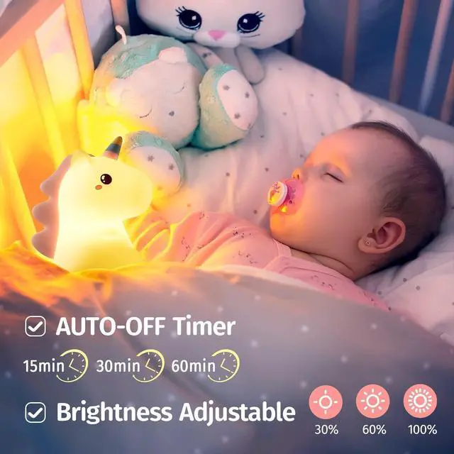 Alt view image 3 of 4 - Gemdeck Silicone Unicorn Night Light for Kids, 16 Colors Baby Night Light for Kids Room