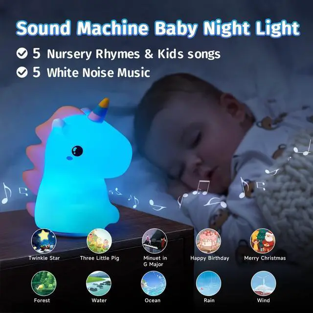 Alt view image 2 of 4 - Gemdeck Silicone Unicorn Night Light for Kids, 16 Colors Baby Night Light for Kids Room