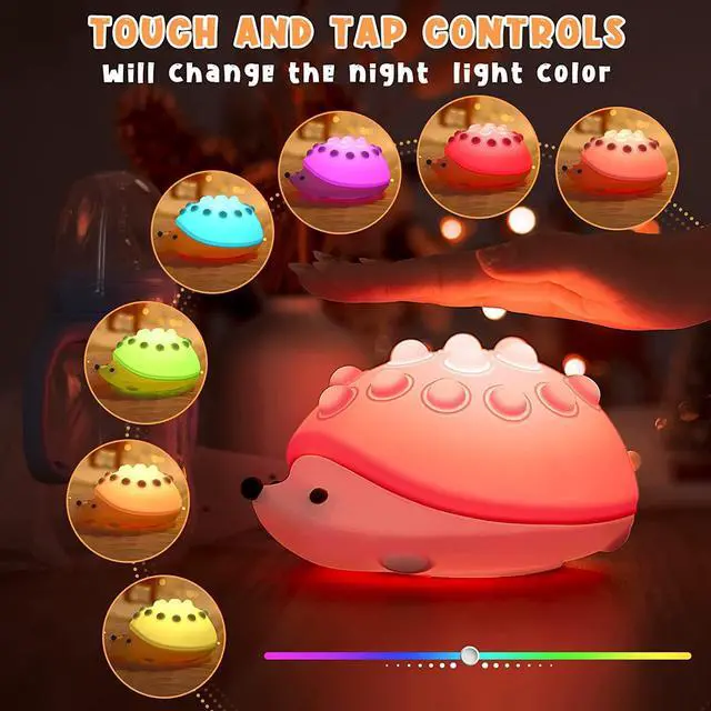 Alt view image 3 of 5 - Gemdeck Silicone Hedgehog Night Light, Night Light for Kids Room ,Silicone Touch Lamp